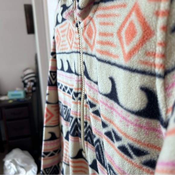 O'Neill Cream and Black Patterned Quarter Zip-Up women’s Small Hoodie Sweater - Picture 4 of 10